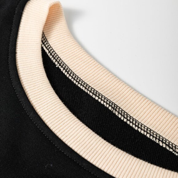 B301 Black Contrast Trim Loose Pullover and Lace Up Skort Set - Picture 7 of 11